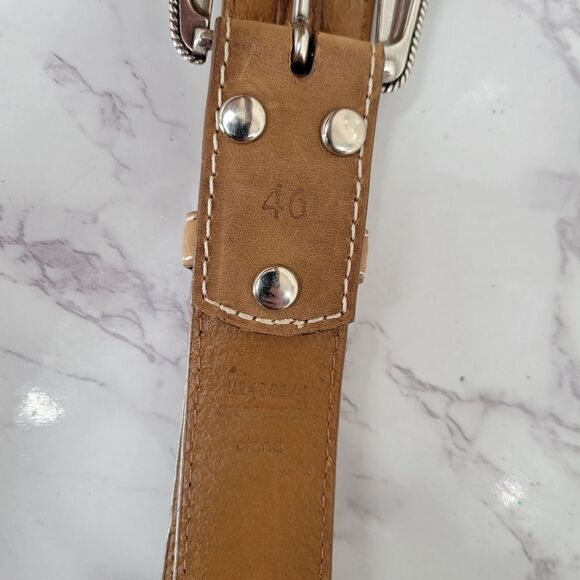 Nocona Top Hand Leather Western Belt Tan with Black Billet Silver Concho Men's - Picture 6 of 14